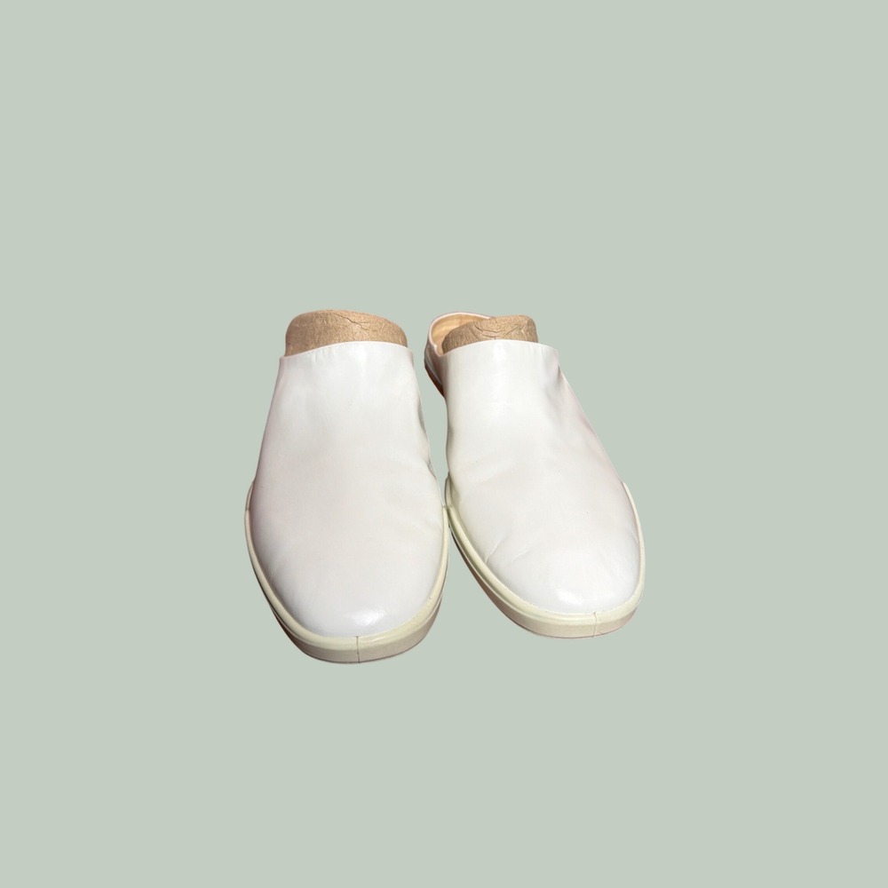 ECCO Simpli White Leather Loafer Mules Flat Slip On Shoes Womens 8 EU 39 208803